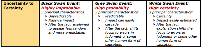 Black Swan, Grey Swan, White Swan (Definition)